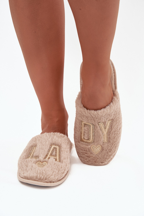 Жіночі домашні капці з хутром LADY Vinceza 19958 бежеві