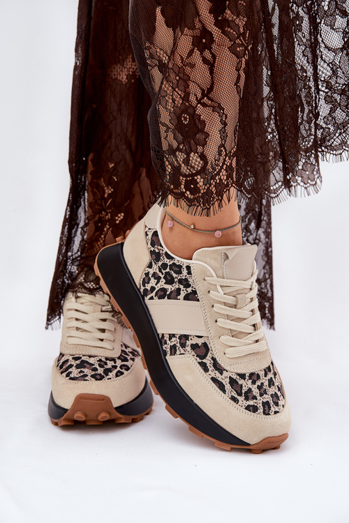 Замшеві Жіночі Кросівки На Платформі Пантера Vinceza 66793 Бежеві