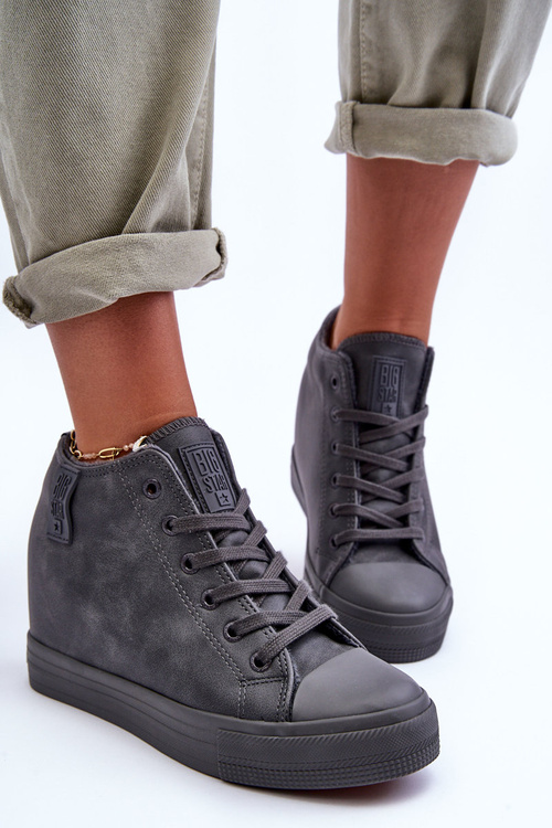 Жіночі шкіряні кросівки на платформі Big Star MM274005 сірі