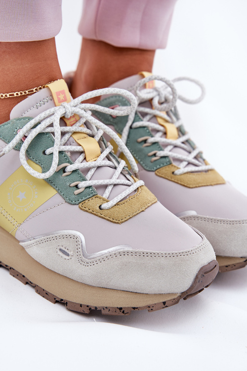 Жіночі Замшеві Кросівки Big Star RR274244 HI-POLY SYSTEM Сірі-Жовті