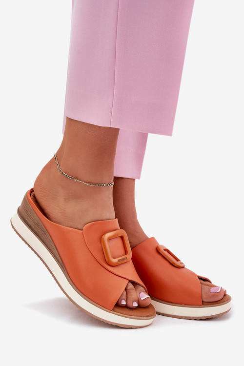 Жіночі шкіряні сандалі на платформі Artiker 56C2149 помаранчеві
