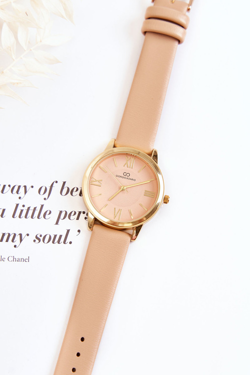 Жіночий годинник на шкіряному ремінці Giorgio & Dario Beige