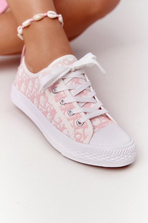 Жіночі логовані кросівки біло-рожеві вихідні
