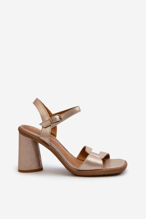 Шкіряні босоніжки на підборах Maciejka 06029-25 золото