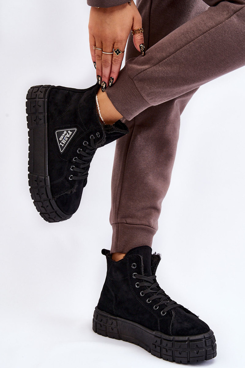 Замшеві кросівки з високим утепленням, чорні Evren