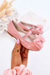 Дитячі лаковані балетки з бантом Pink Zolly