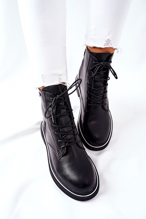 Жіночі шкіряні високі чоботи GOE II2N4014 Чорні