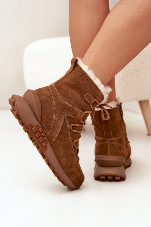 Жіночі Снігові Чоботи З Замші З Пухом Big Star SS274318 Коричневі
