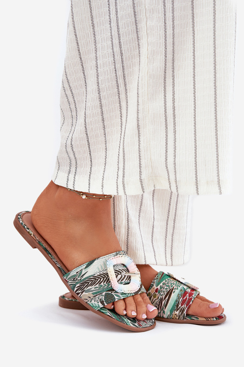 Плоскі Жіночі Сандалі З Декоративною Пряжкою Багатокольорові Clariola