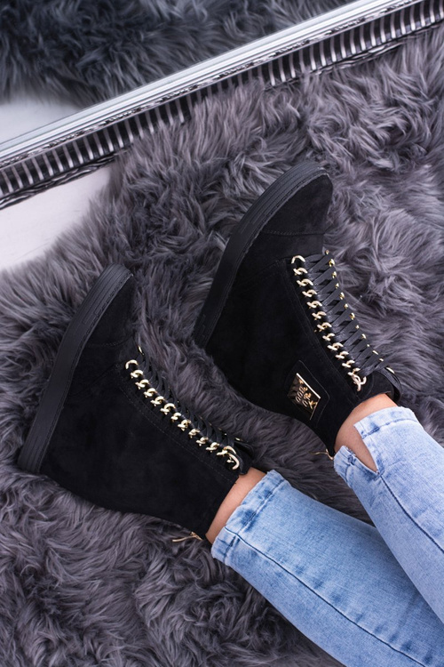 Жіночі кросівки Lu Boo з ланцюжками замшеві чорні Monica