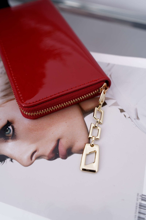 Жіночий гаманець великий, червоне золото, декоративна блискавка