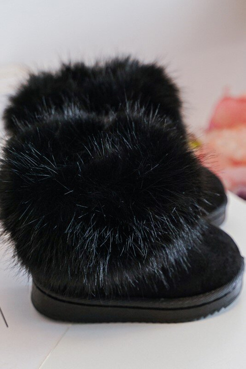 Дитячі утеплені зимові черевики з пухнастим чорним носком