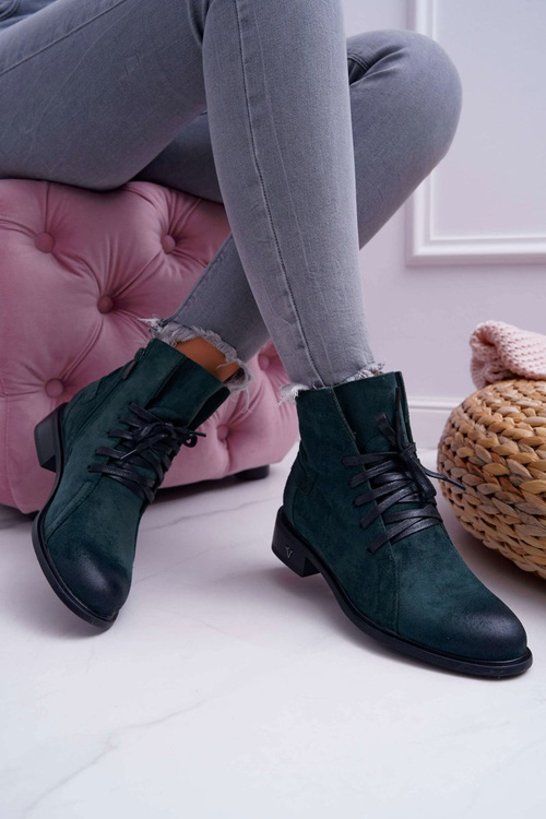 Жіночі ботфорти на плоскій підошві Workers Green Teref