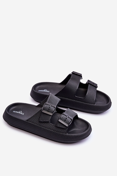 Жіночі поролонові босоніжки в смужку чорні шармен