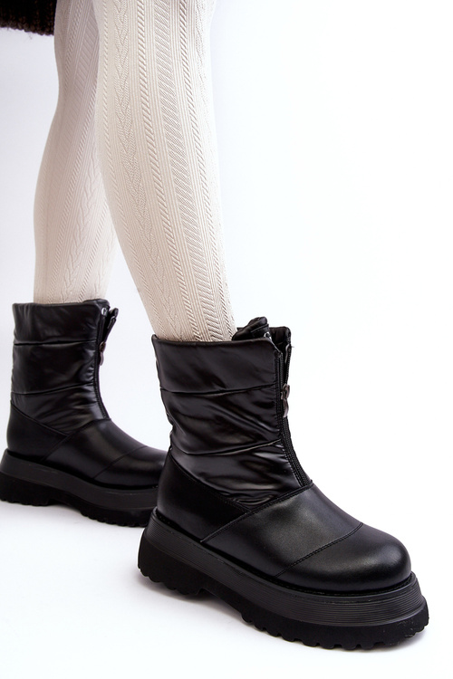 Жіночі зимові черевики на товстій підошві та блискавці GOE MM2N4078 Чорні