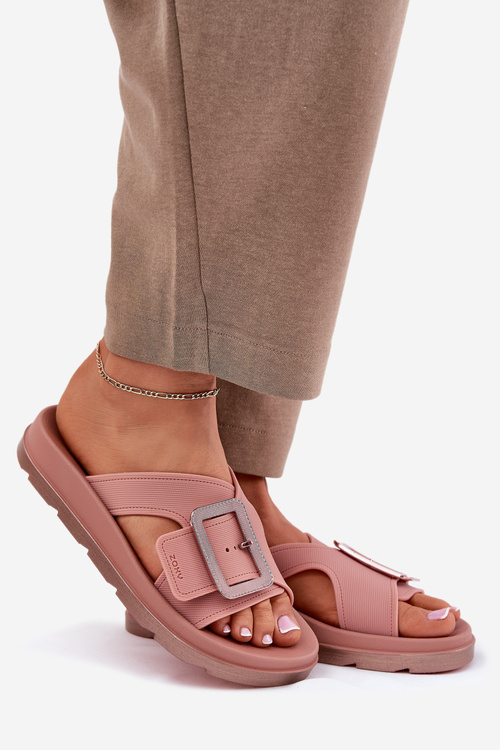 Ароматні жіночі шльопанці з декоративною пряжкою ZAXY RR285077 брудно-рожевий