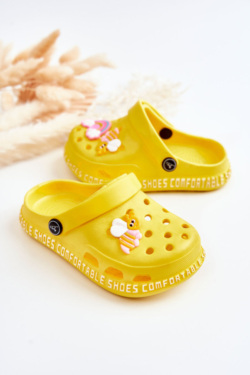 Дитячі світлі тапочки Crocs з декором Yellow Bertis