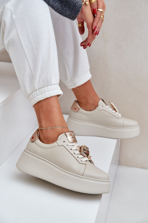 Жіночі Шкіряні Кросівки CheBello 4411 Світло Бежеві