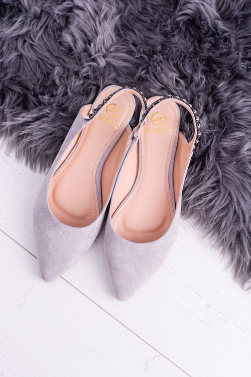 Lu Boo сірі замшеві балерини з шипами Zircon Macron