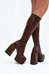 Жіночі Чоботи На Каблуку І Платформі Шоколад Yavira
