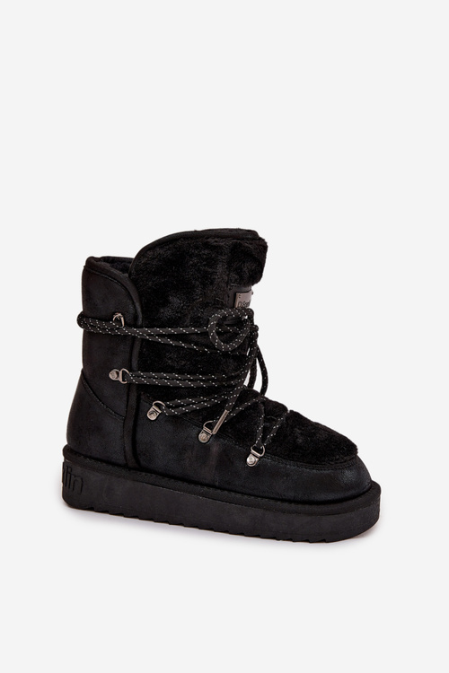 Жіночі зимові чоботи на платформі з хутром D.Franklin DFSH37005 Чорні