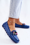 Жіночі замшеві лофери з декором синього кольору Janetta 