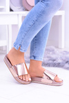 Жіночі шльопанці зі стразами Mirock Pink Gold