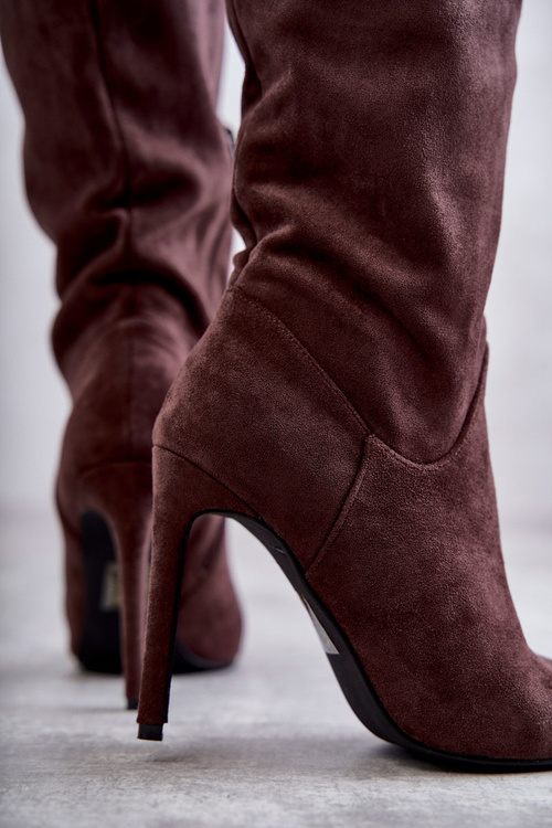 Класичні замшеві чорні чоботи на коричневій Ameya