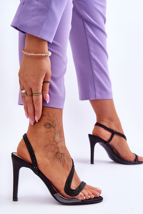 Елегантні босоніжки на високих підборах чорні Colima