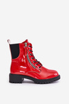 Лаковані робочі черевики із застібкою-блискавкою, утеплені червоного кольору Ravanthia