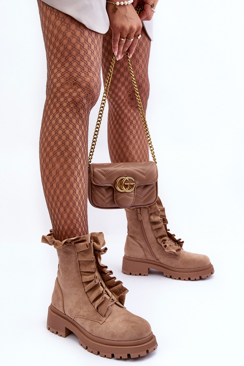 Замшеві чоботи Workery Beige Nacelle на плоскій каблуці