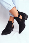 Чорні замшеві чоботи на підборах з пряжкою Esen