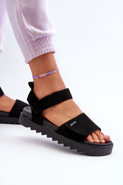 Жіночі замшеві босоніжки на платформі Big Star NN274700 Чорні