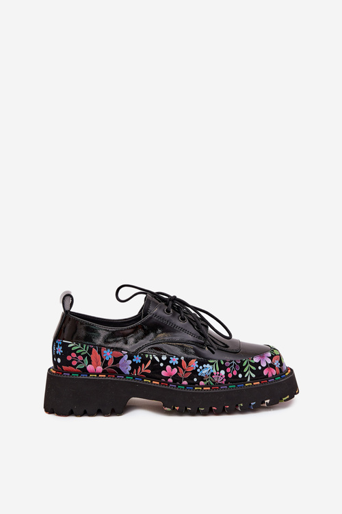 Лаковані напівчеревики з натуральної шкіри з візерунком Artiker 57C0174 Чорний