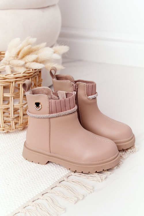 Чоботи дитячі з паєтками Бежеві іриски