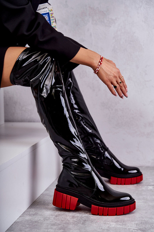 Лаковані жіночі чоботи Callen чорного кольору
