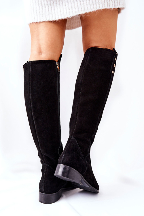 Замшеві високі чорні черевики Lewski 2840 Чорні