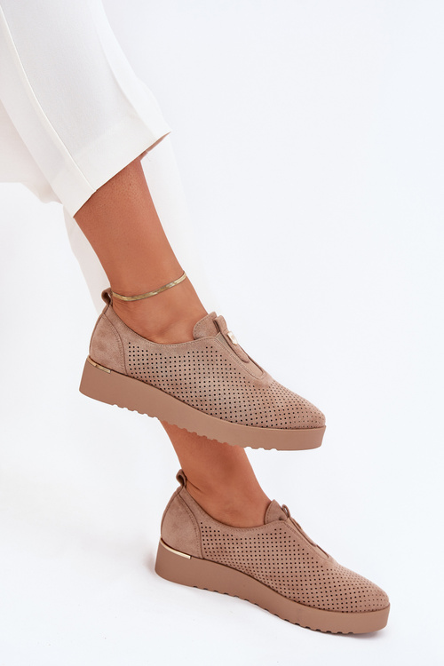 Жіноче Взуття На Платформі З Еко Замші Темно-бежеві Aviara