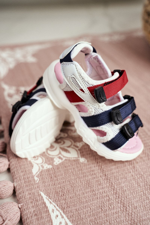 Дитячі босоніжки для дівчинки і хлопчика з бордом Біло-рожева фіма