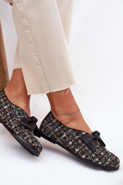 Шкіряні Балетки З Бантом Лаура Мессі 2921 Чорні