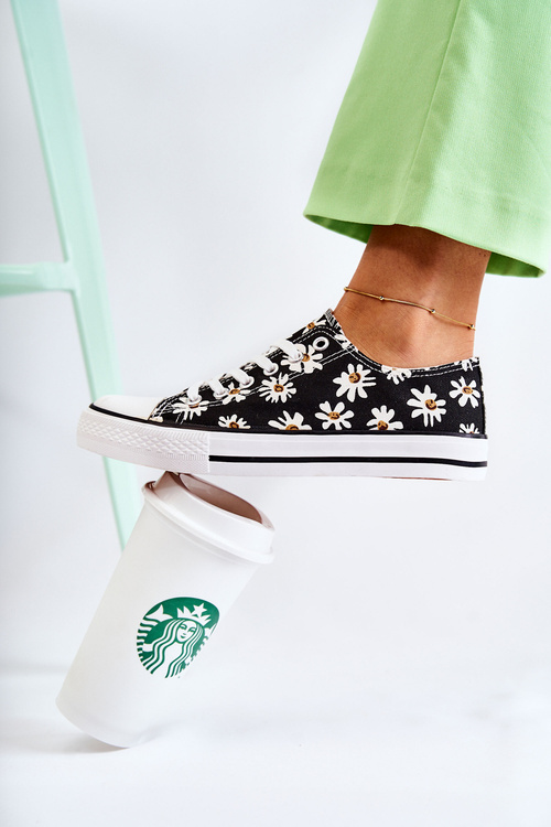 Жіночі низькі кросівки з квітами Black Janey