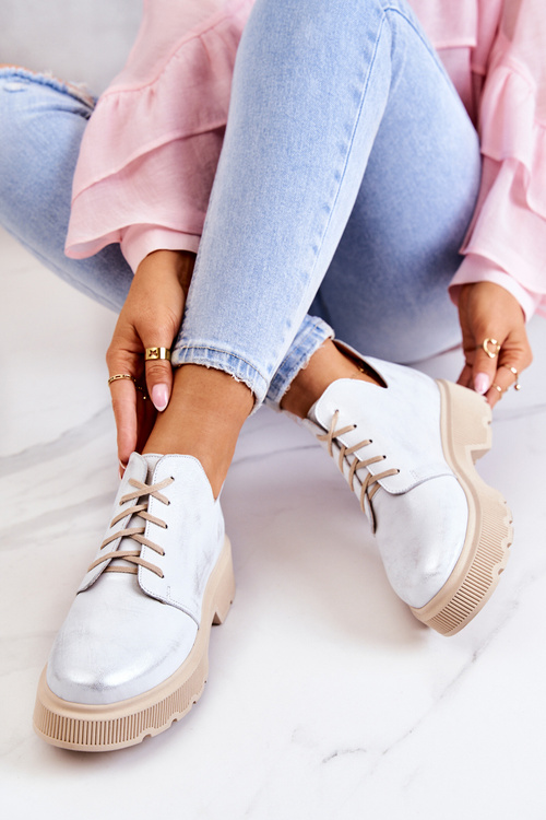 Броги На Масивній Підошві Ніколь 2701/005 Біло-Срібло