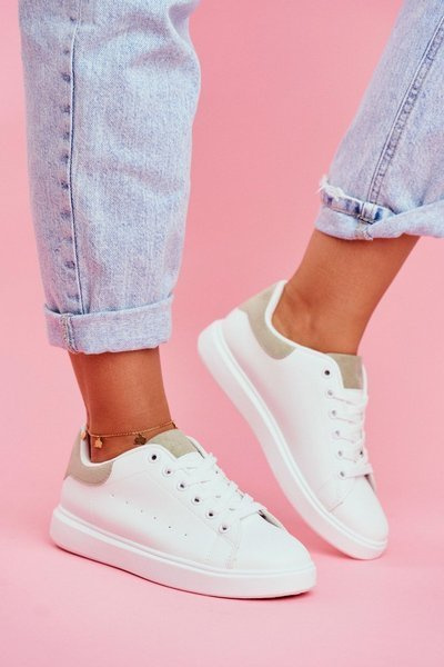 Жіноче спортивне взуття білі на зеленому каблуці Milly