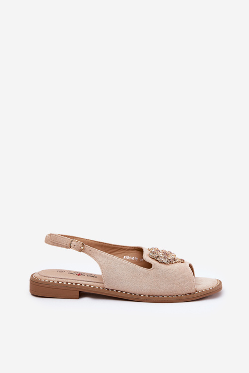 Жіночі Сандалі З Декоративним Серцем S.Barski KV27-018 Бежеві