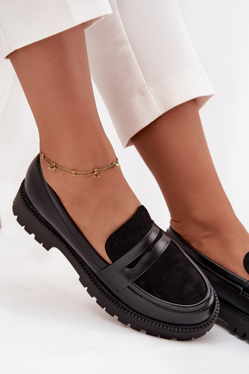 Жіночі мокасини з еко шкіри чорні Cailen