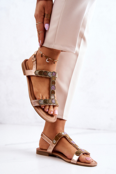 Жіночі босоніжки зі стразами Rose Gold Julies