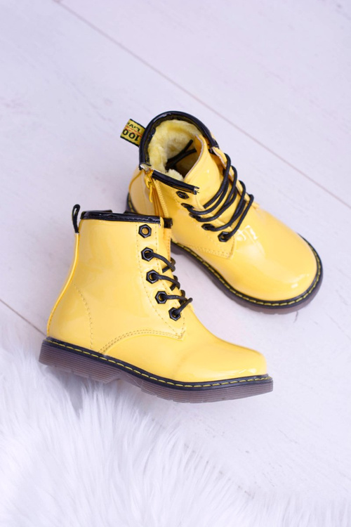 Чоботи дитячі флісові утеплені Trappers Trappers Lacquered Yellow Debi