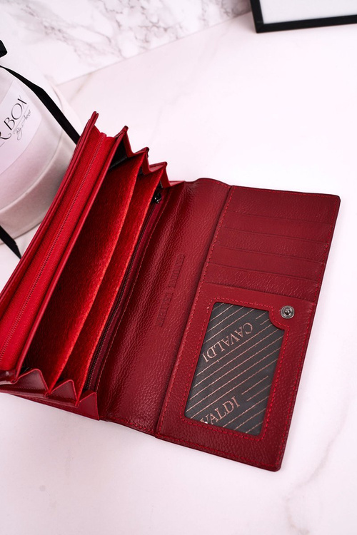 Великий шкіряний жіночий гаманець CAVALDI Shiny Red