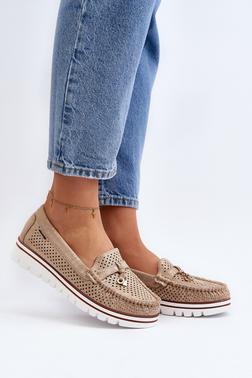 Жіночі ажурні мокасини з золотими деталями Twista