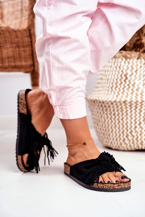 Жіночі шльопанці Black Tassels Marina